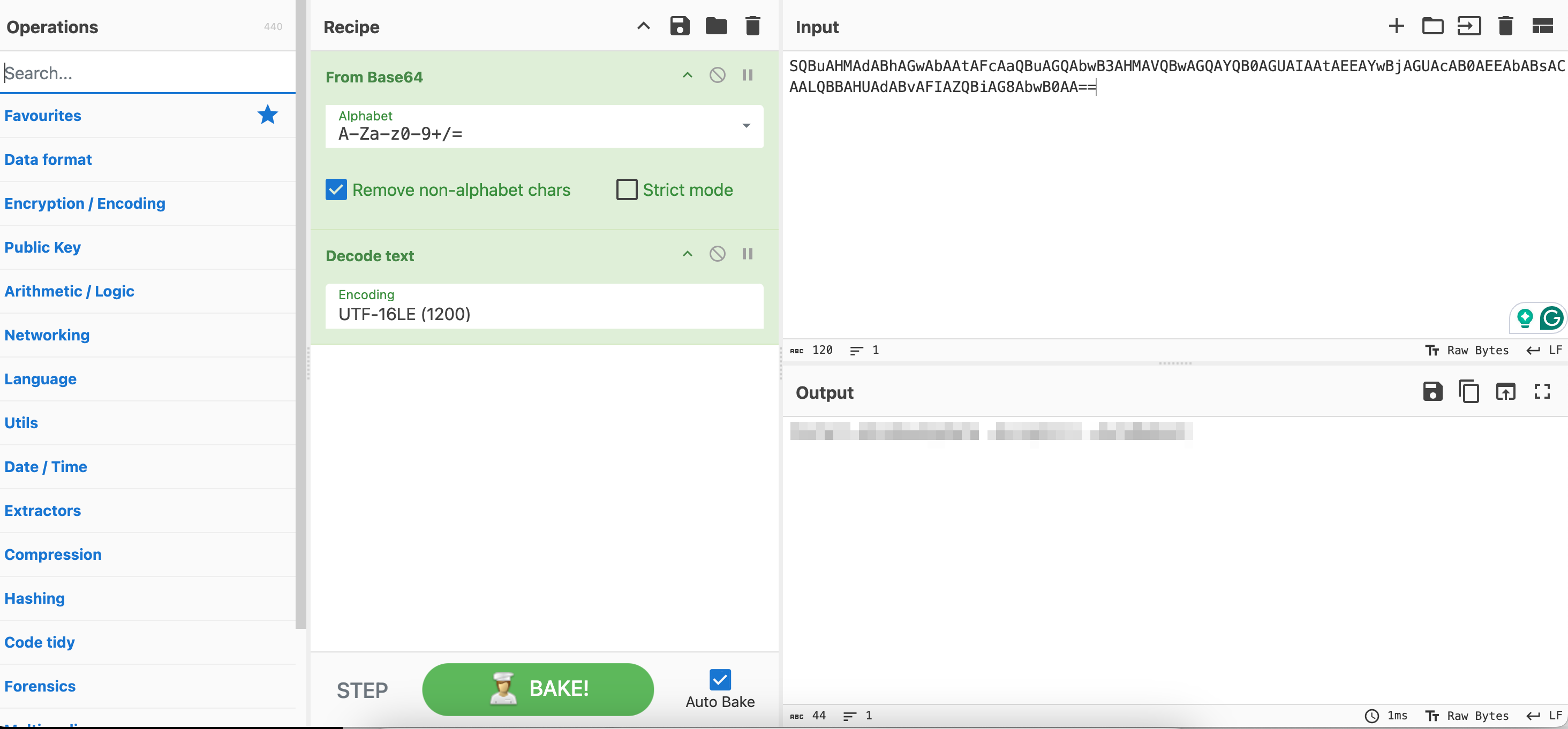 Applying recipes to decode the PowerShell command.
