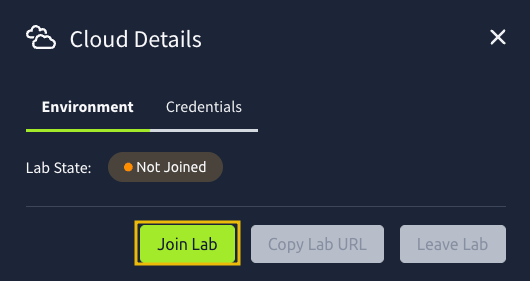 Join Lab button inside the Cloud Details modal.