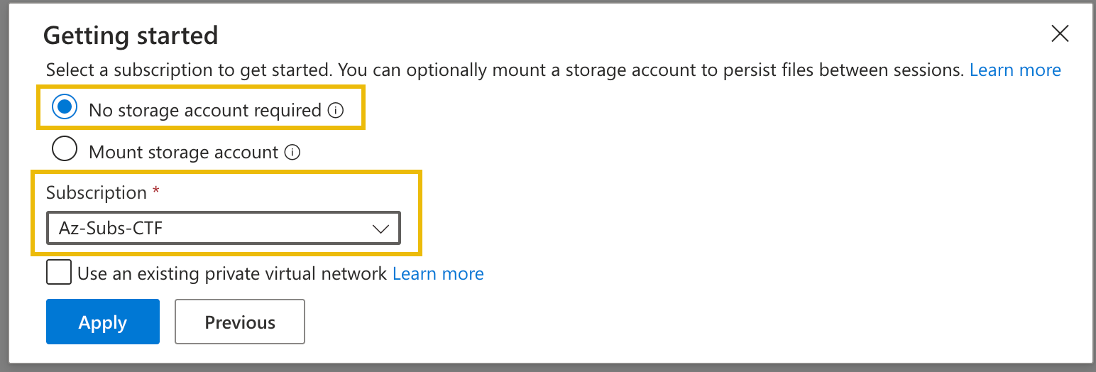 Configuring the Cloud Shell access.