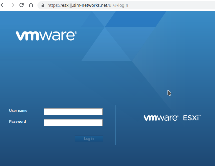 A picture of the ESXi Admin Web UI