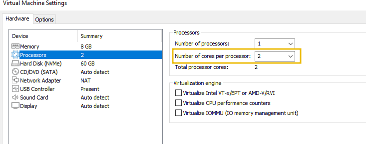 Allocating the number of vCPUs to a VM