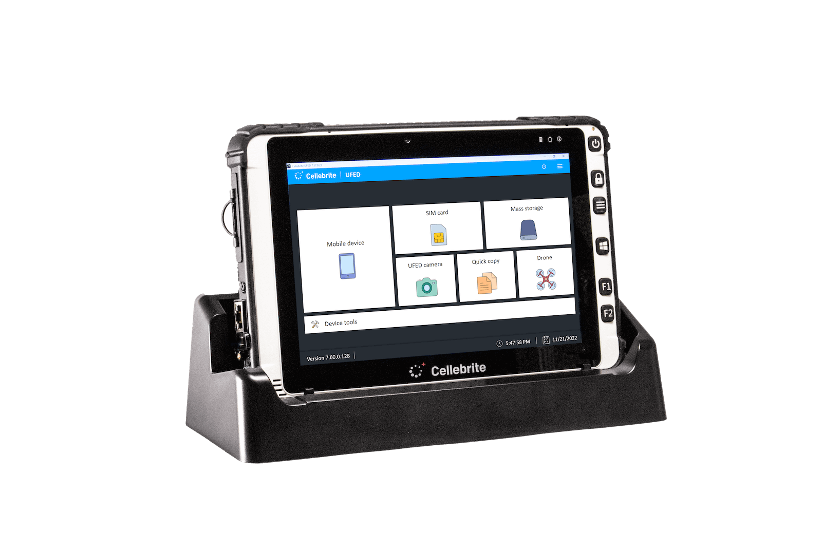 Depicting the Cellebrite UFED device.