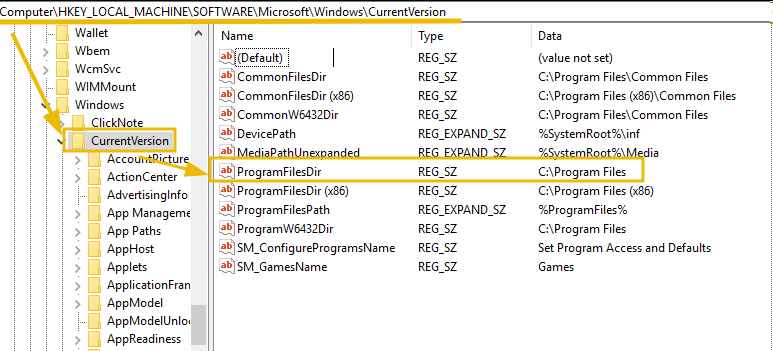 Registry editor