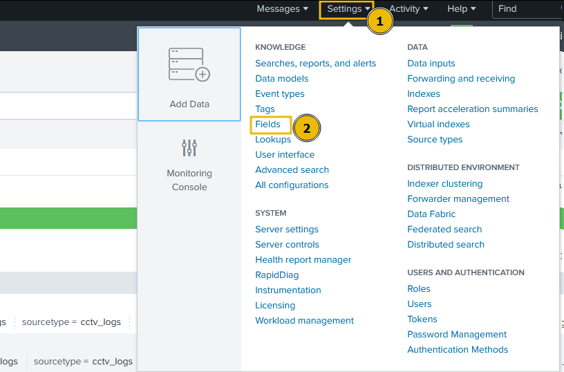 Navigate to Settings -> Fields