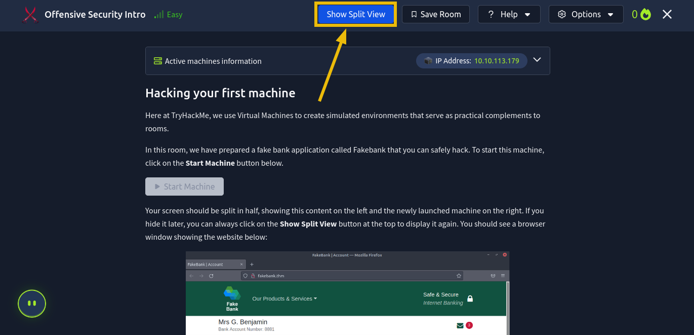 Showing location of Show Split View Button