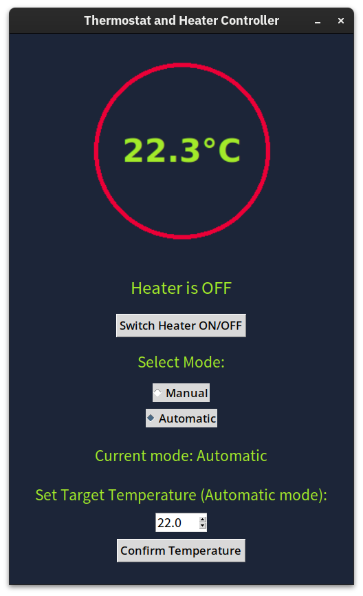 Heater control interface