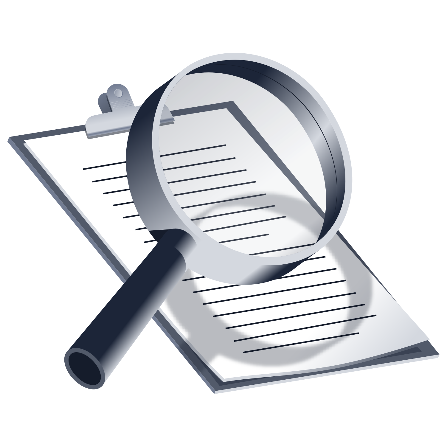 Magnifying glass over document