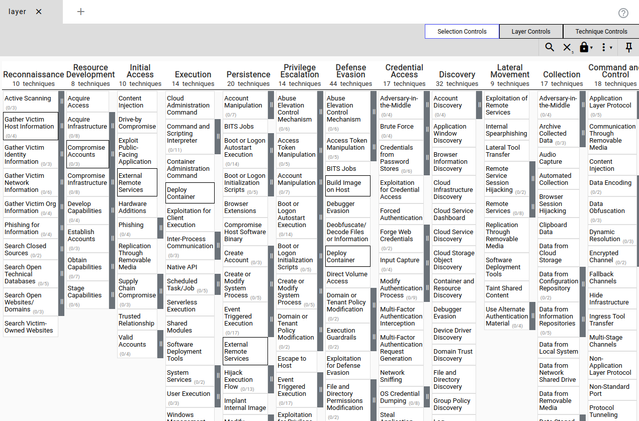 The MITRE ATTACK&CK navigator page.