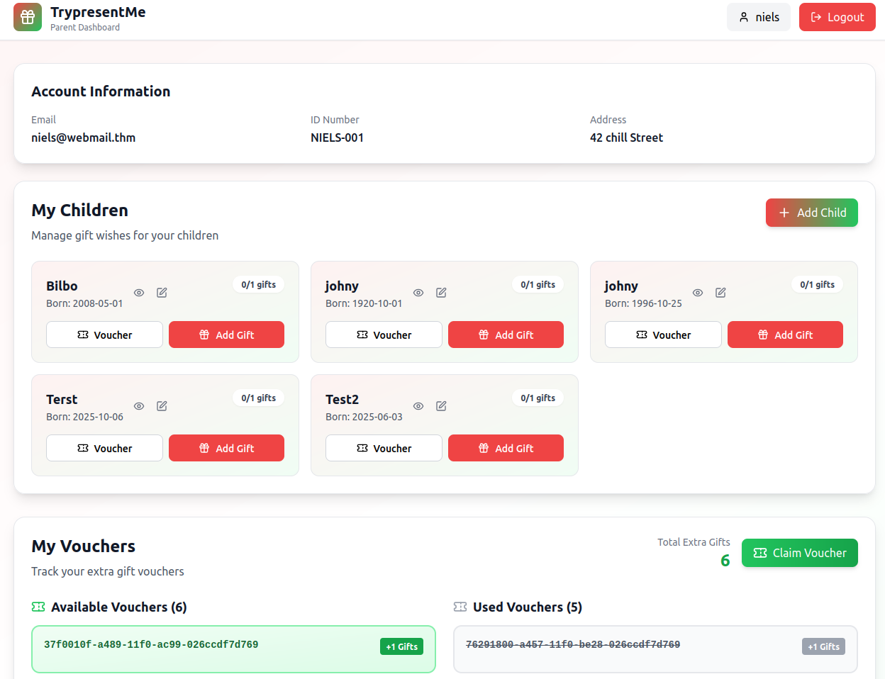 Web application - dashboard