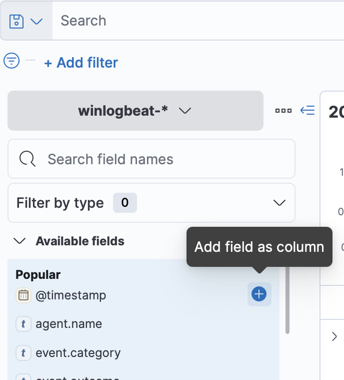Instructions to add fields as table columns.