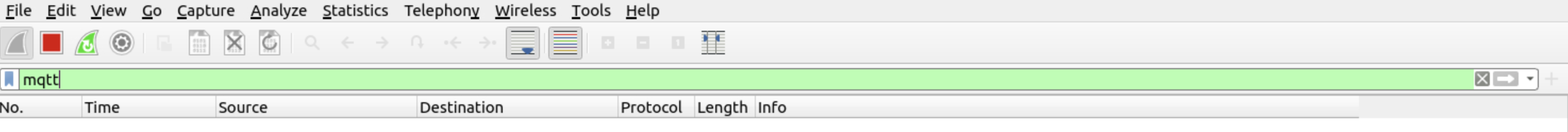 Wireshark filtering for MQTT traffic