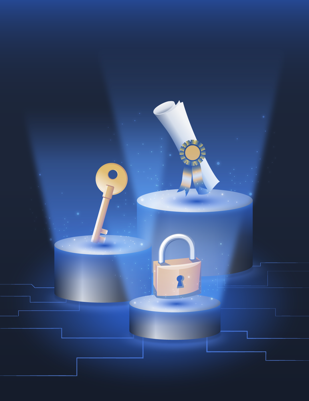 certificate, keys and locks poster