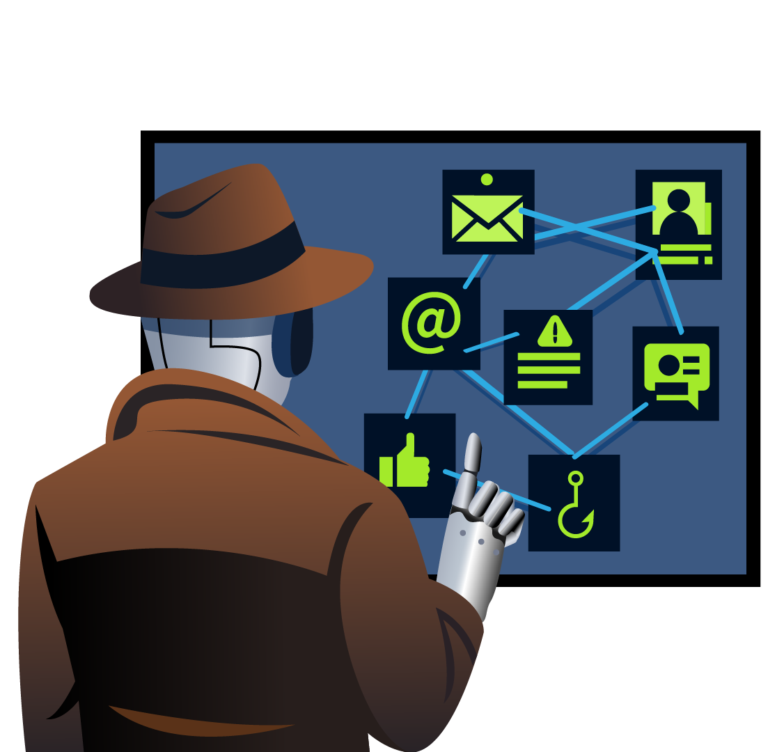 An image showing an AI analysing communication artefacts
