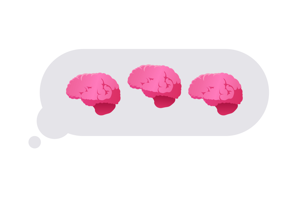 Typing chat bubble with brains instead of dots