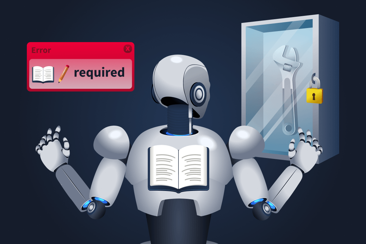 a robot attempting to access a tool, but getting told it lacks the required read/write access to do so