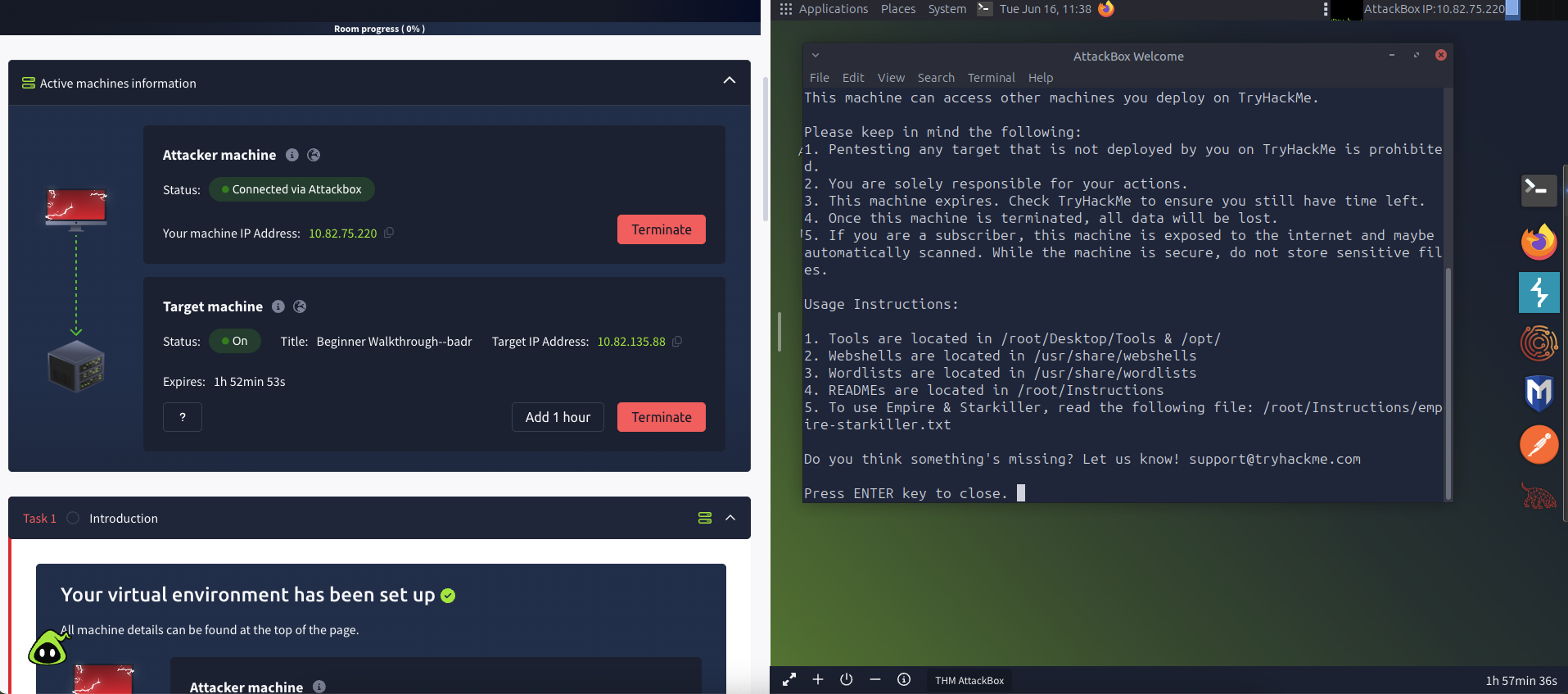 AttackBox open in split view.