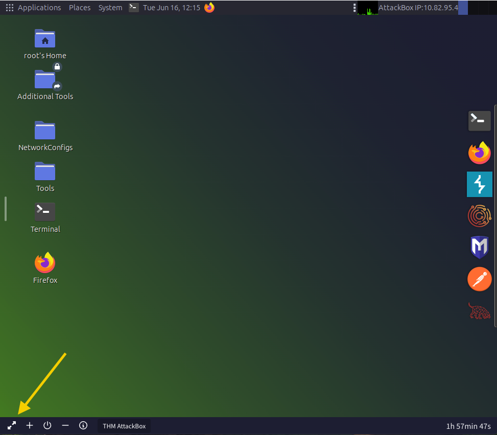 The full screen button is located in the bottom left corner of the split screen window