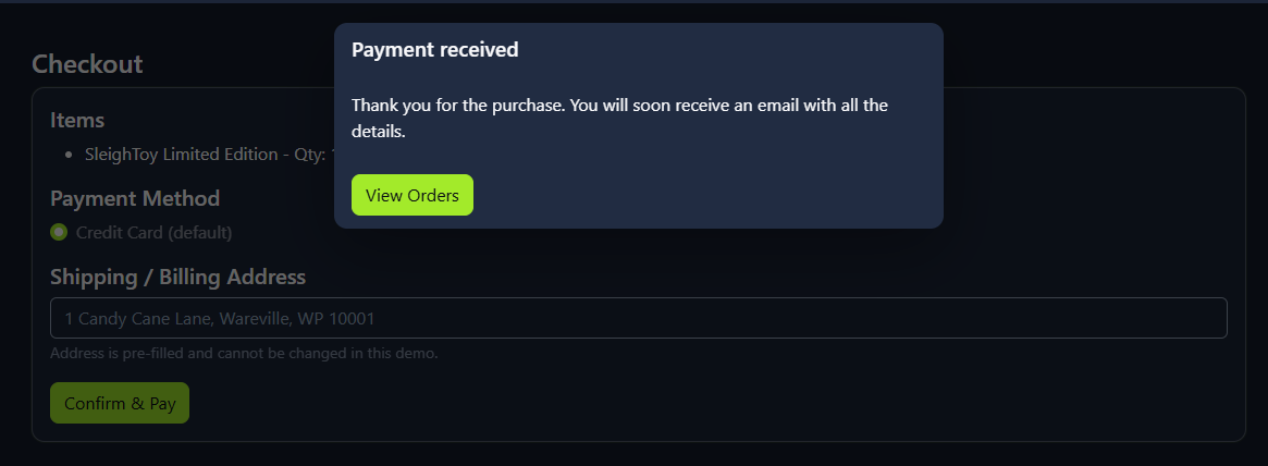 TBFC checkout page.