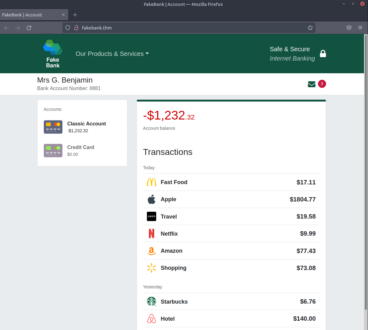 Browser window showing website target.
