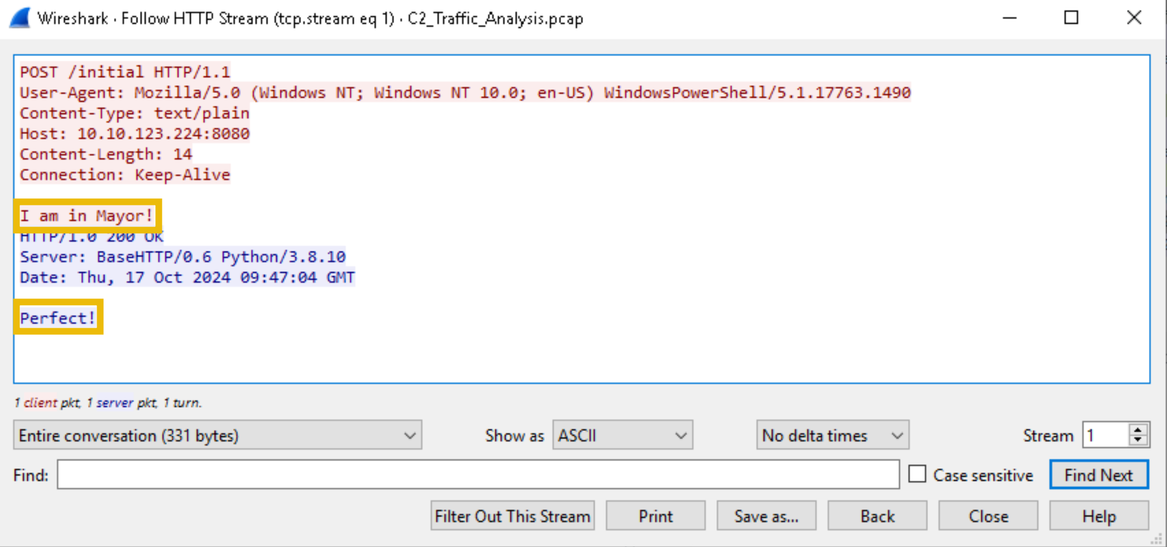 The initial packet