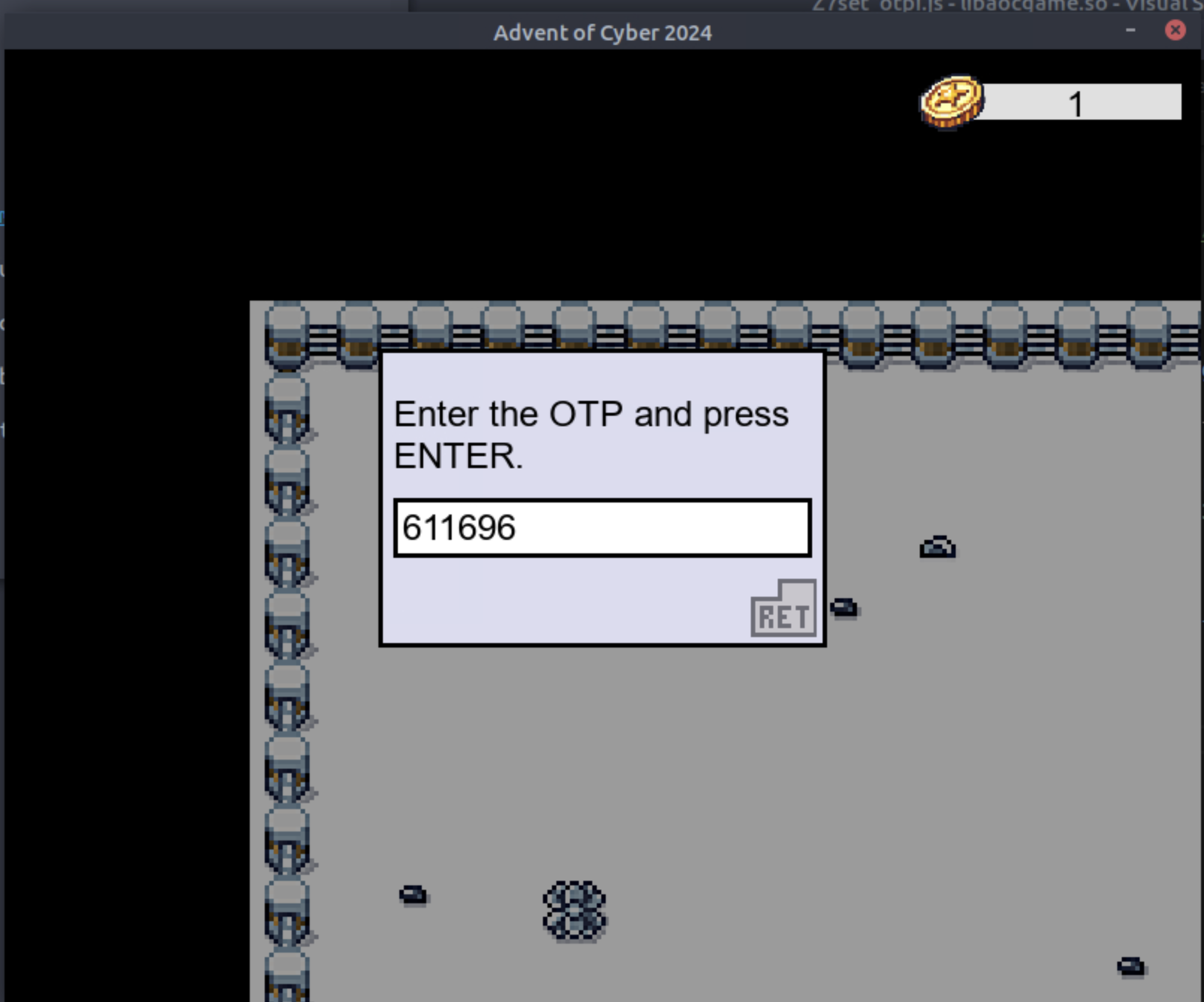 Inserting the OTP for the first level
