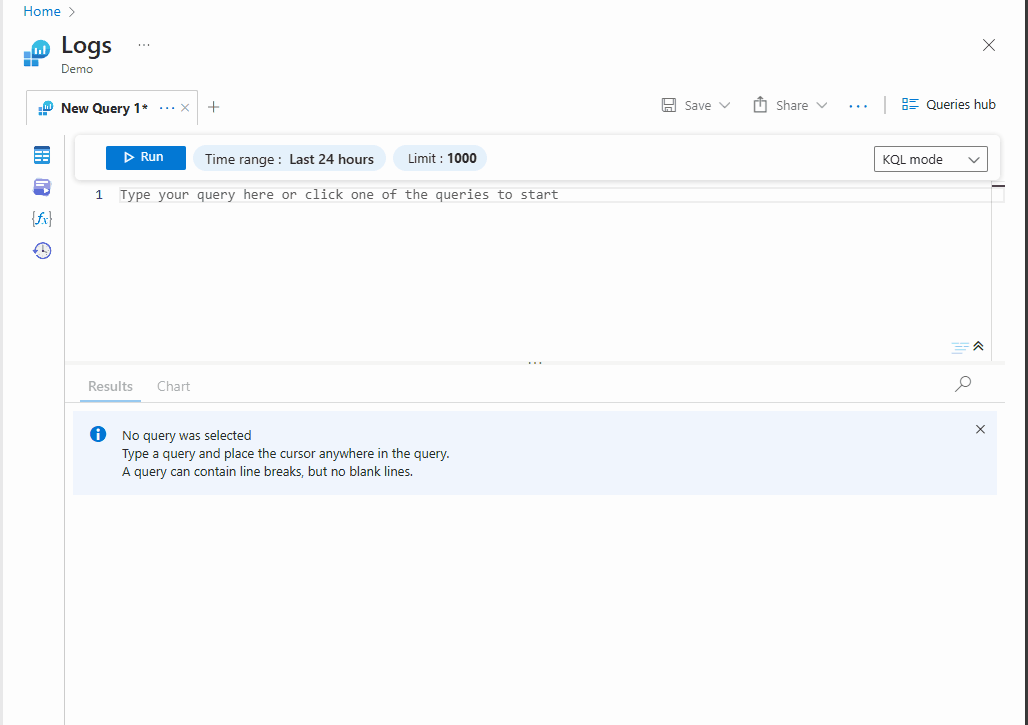 Log query interface. The interface shows a query editor with a query written in KQL (Kusto Query Language). Heartbeat | summarize AggregatedHeartbeatCount = count() by Computer | order by AggregatedHeartbeatCount desc | take 10
