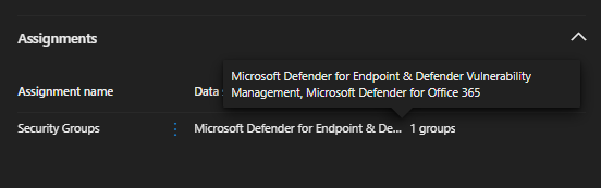 Assignments section in a role details interface.