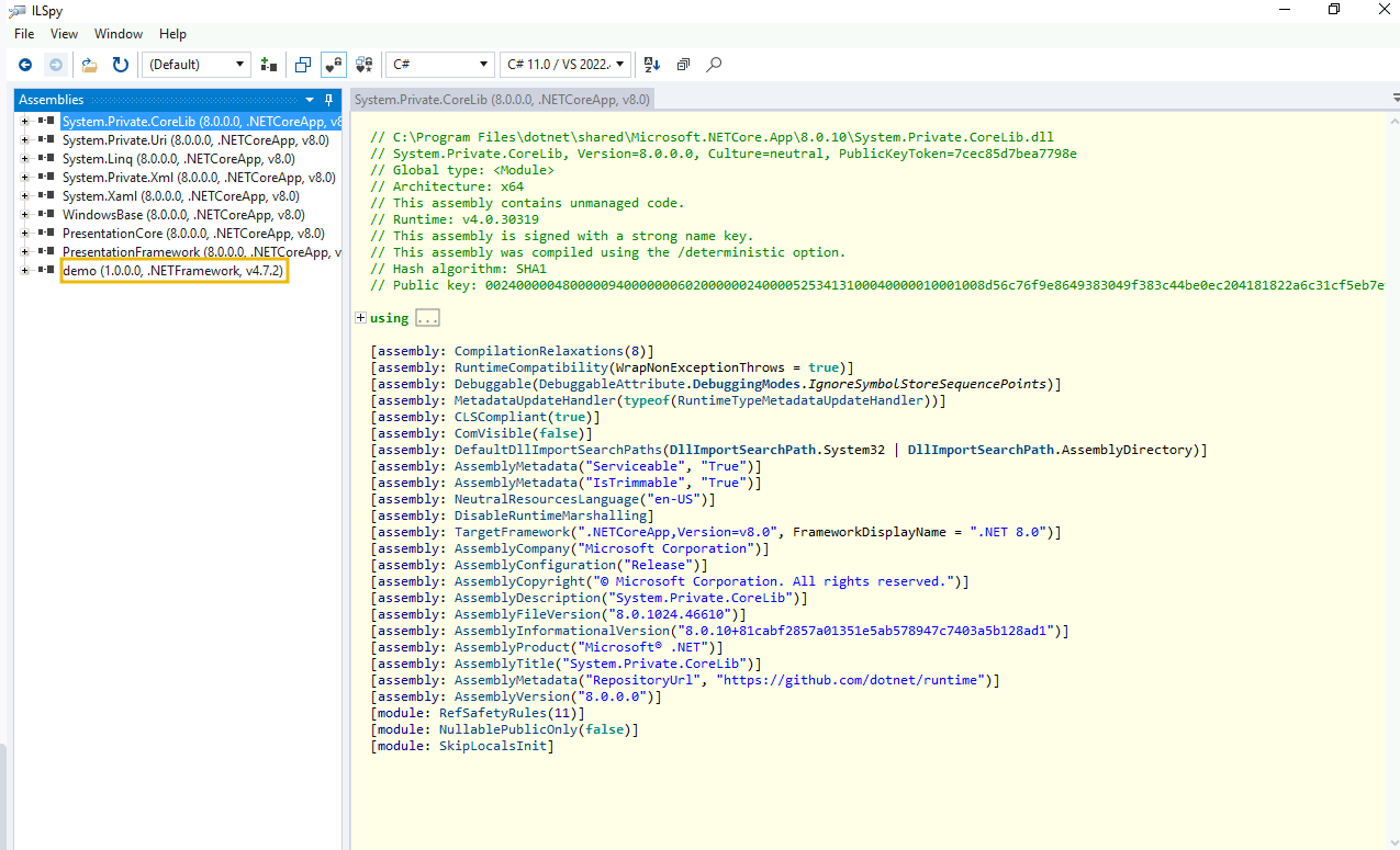 Opening file in ILSpy