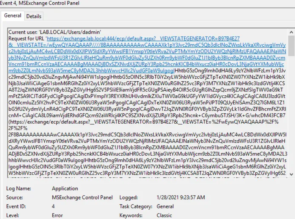 Execution of critical vulnerability affecting Microsoft Exchange Server