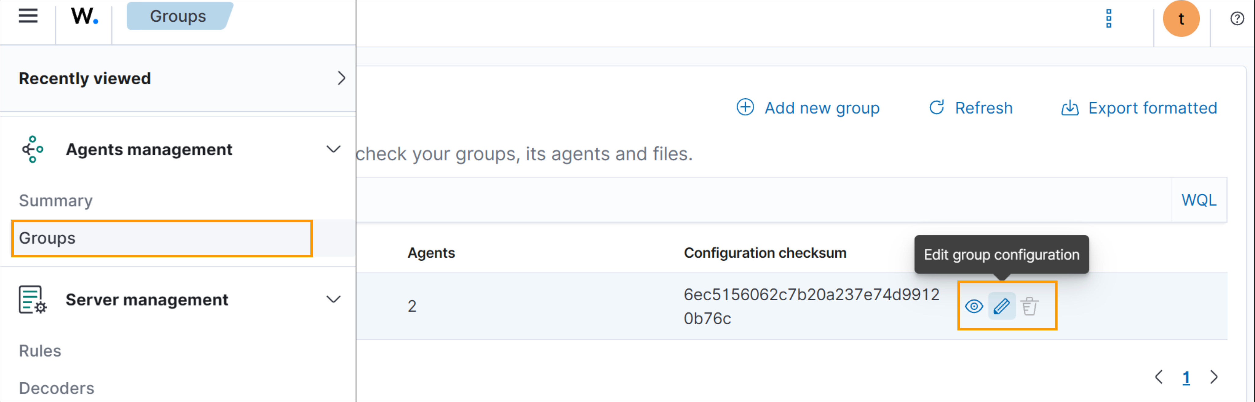 Wazuh agent configuration.