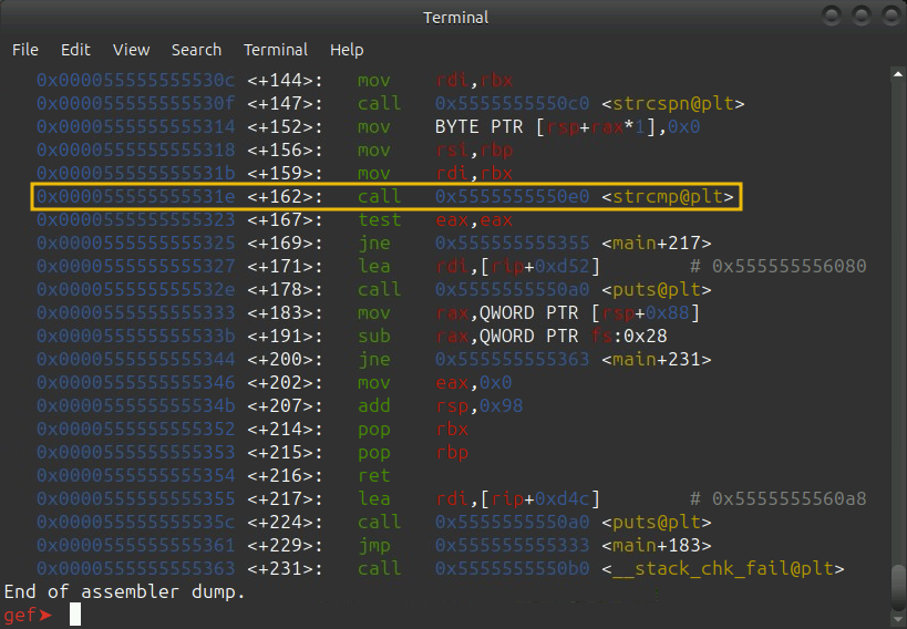 Showing a highlight of the memory address that is relevant to dynamic analysis.
